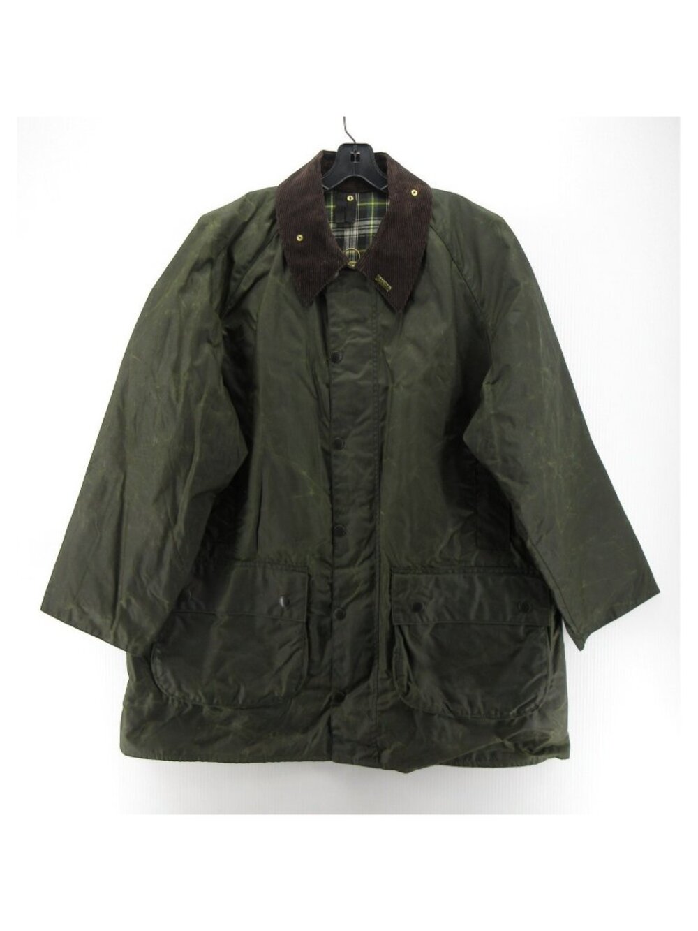 VTG Barbour Jacket 46 Gamefair Waxed Coat Tartan Lined 90s A123 XL *